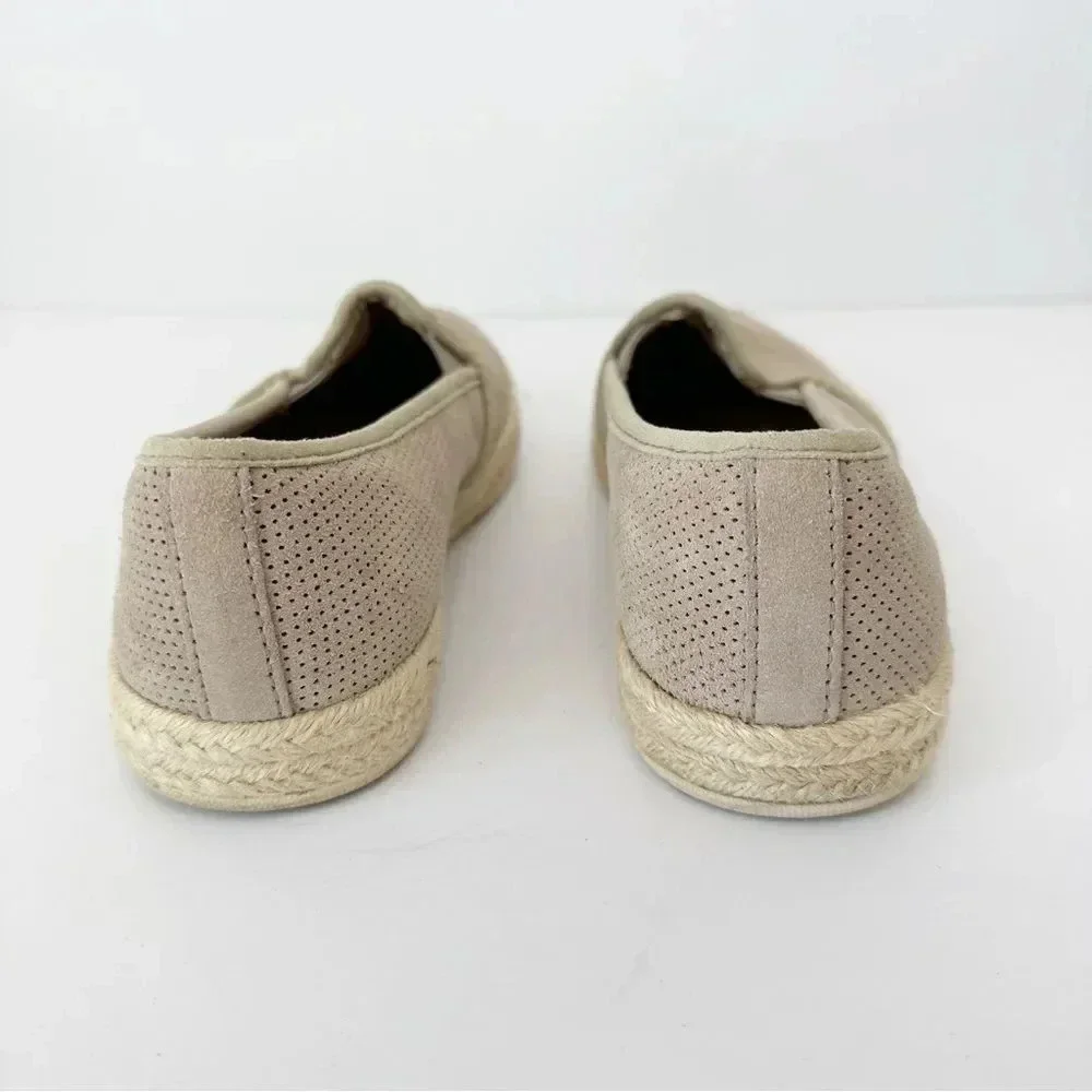 CLARKS Slip On Taupe Gray Espadrille‎ Perforated Casual Flats Size 6